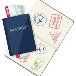 Passport with flight tickets on white background