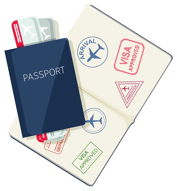 Passport with flight tickets on white background