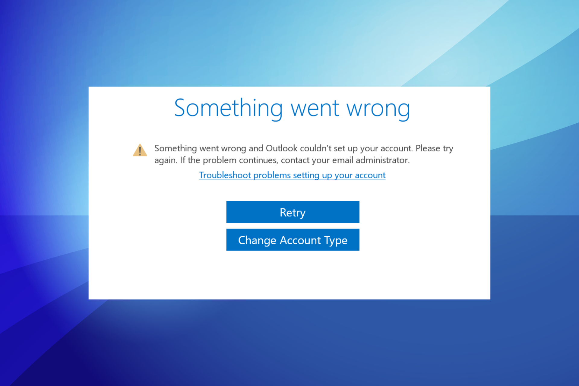 something went wrong outlook