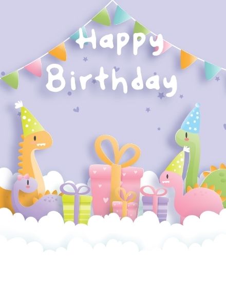 Say Happy birthday with dinosaurs with group greeting cards